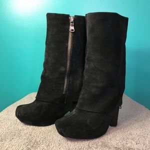 Sam Edelman Zain Folded Zip Black Suede Boot